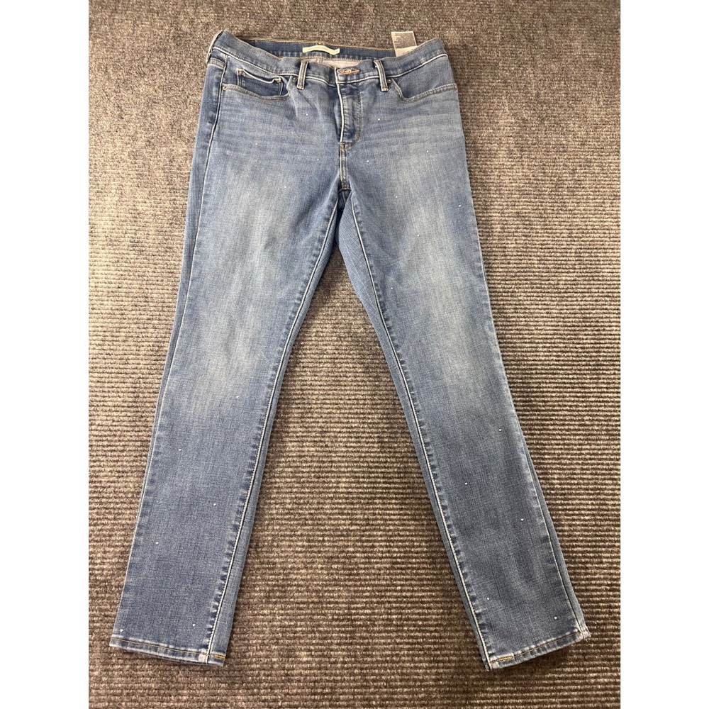 Levis 311 Shaping Skinny Jeans Womens 31 Blue Denim Mid Rise Light Pain Speckled